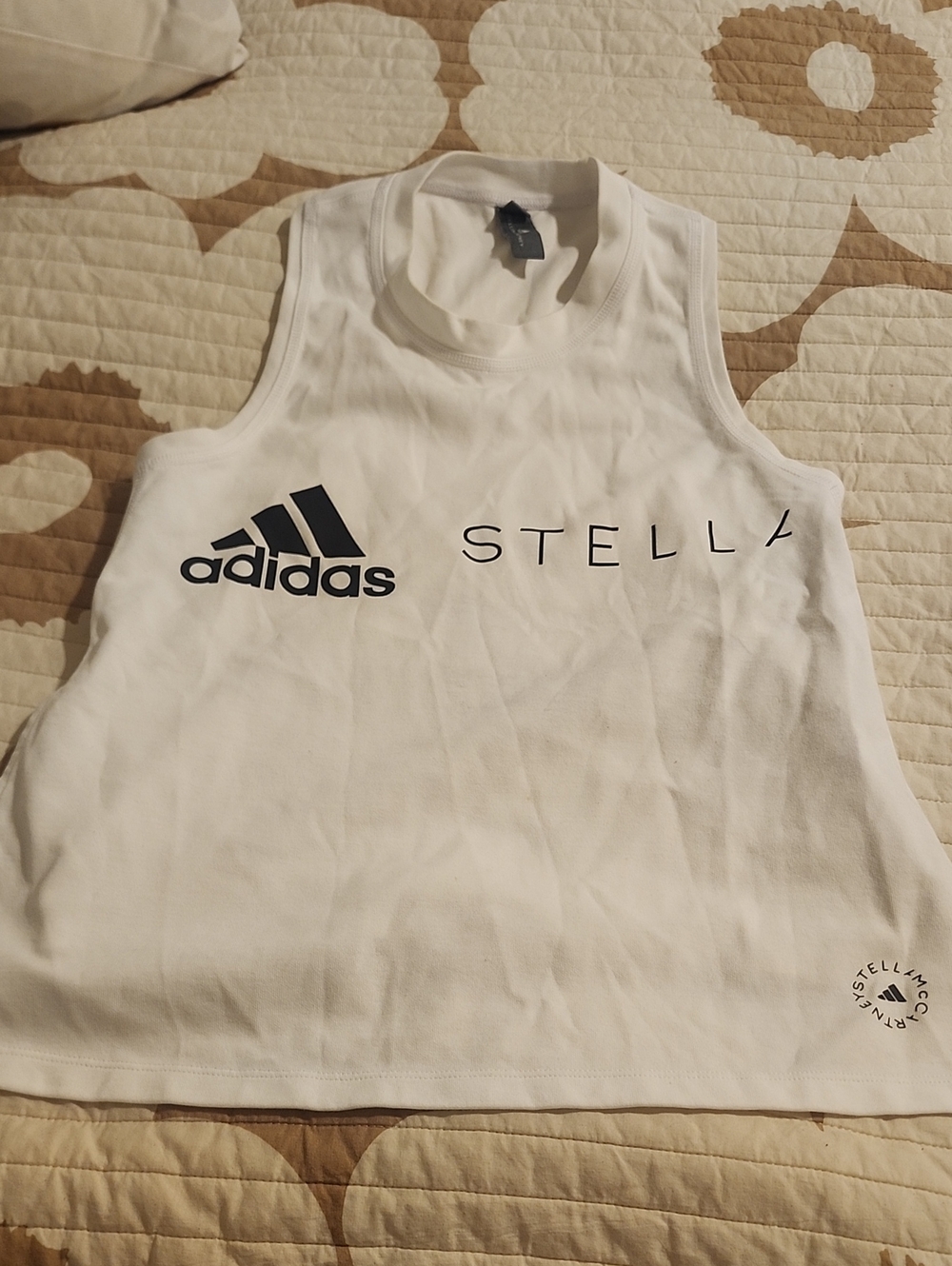 adidas By Stella Mccartney White Logo Athletic Tank Top
